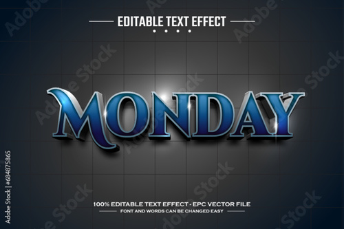 Monday 3D editable text effect template