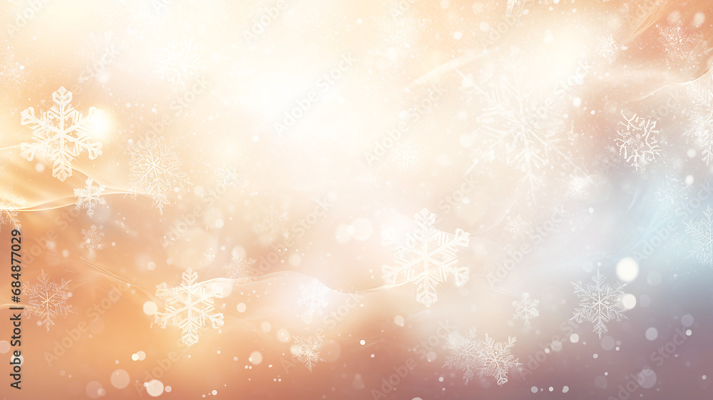 abstract golden festive winter background with snowflakes, blurred copy space abstract golden festive winter background with snowflakes, blurred copy space