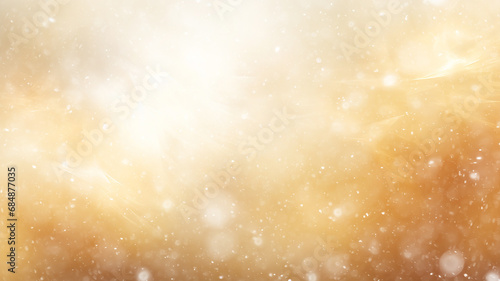 abstract golden festive winter background with snowflakes, blurred copy space