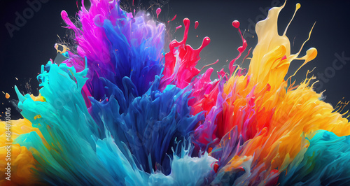 Wallpaper background paint and water mixed colors exploding upwards