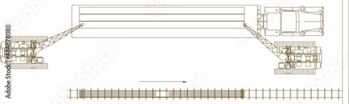 Vector sketch illustration of design method for how erection girder works