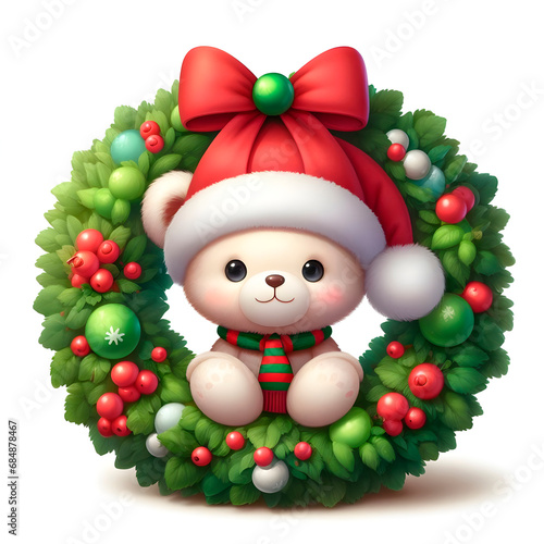 Cute 3D Kawaii Christmas Wreath