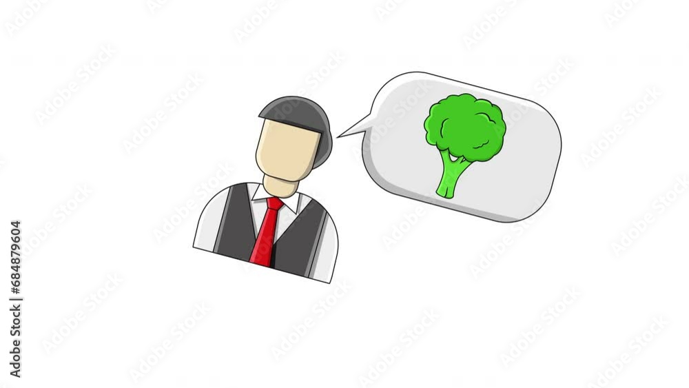 flat design animation of a man thinking about broccoli flat design animation of a man thinking about broccoli
