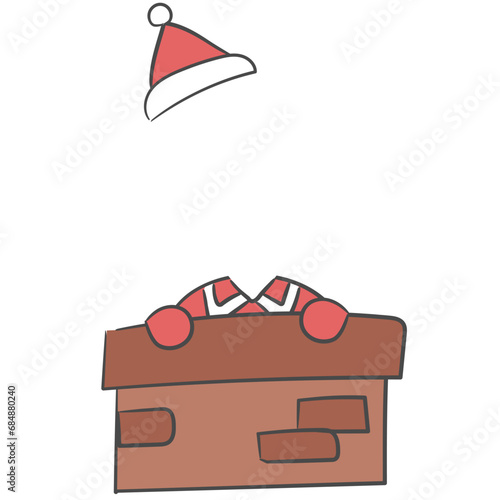 굴뚝 안에 있는 산타 복장 얼굴 합성용 일러스트