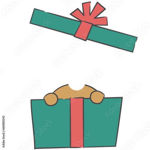 선물상자 안에 있는 얼굴 합성용 일러스트