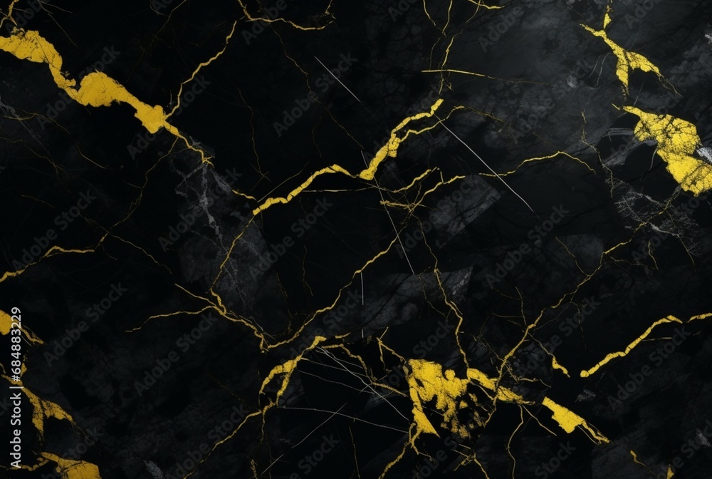 black marble background with yellow veins. generative ai black marble background with yellow veins. generative ai