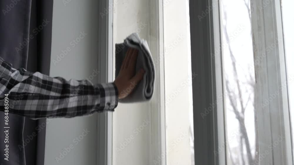 person cleaning the window glass using microfiber person cleaning the window glass using microfiber