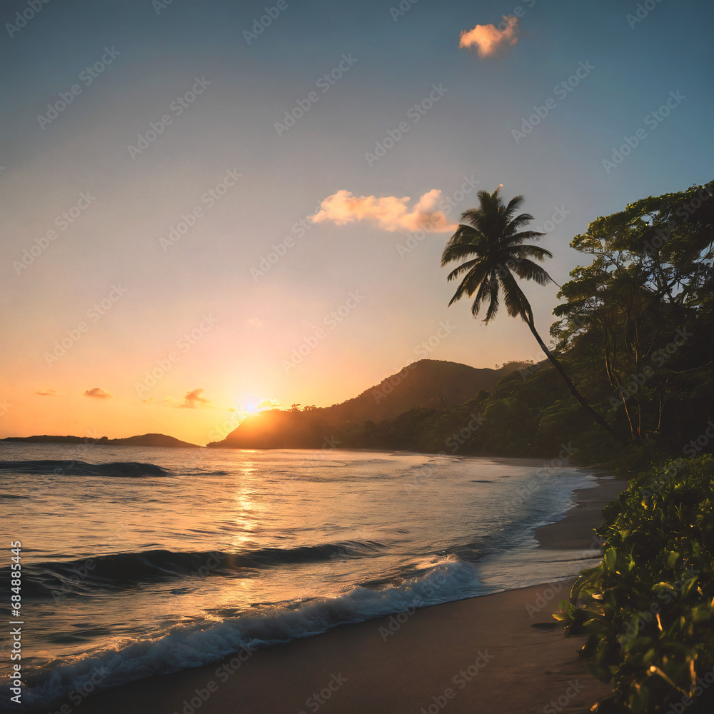 Stunning Sunset Over a Serene Beach