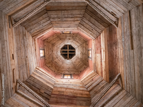 wooden interior of St. George's Church in Chernihiv