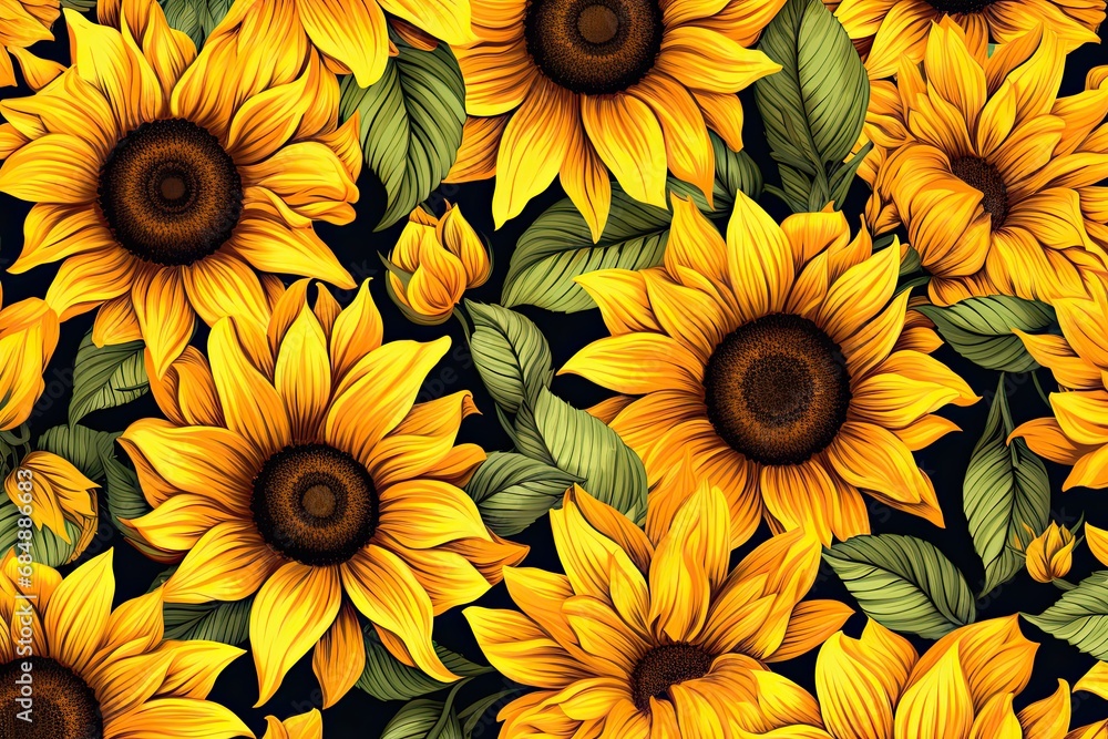 Sunflower Yellow Bliss: Vibrant Floral Pattern for Radiant Summer Vibes Sunflower Yellow Bliss: Vibrant Floral Pattern for Radiant Summer Vibes