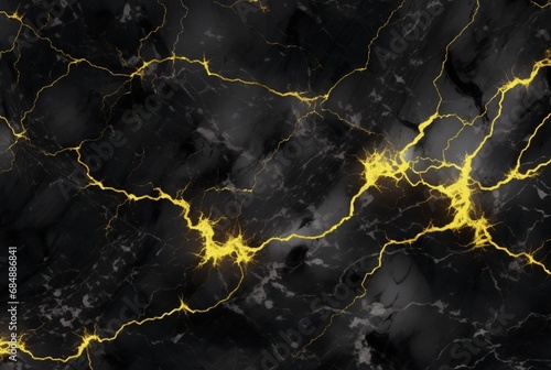 black marble background with yellow veins. generative ai