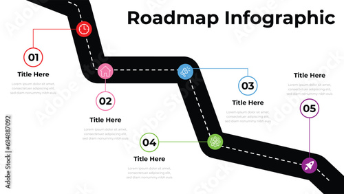 Road map and route infographic isolated. photo