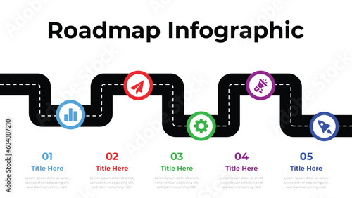 Road map and route infographic isolated.