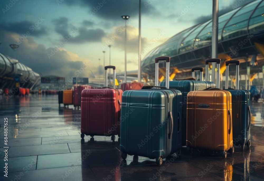 Group of Suitcases Arranged Together Representing the Luxury of First Generative AI Group of Suitcases Arranged Together Representing the Luxury of First Generative AI