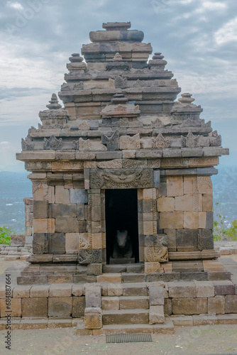 The view of one of Candi Perwara, the three smaller temples in front of 