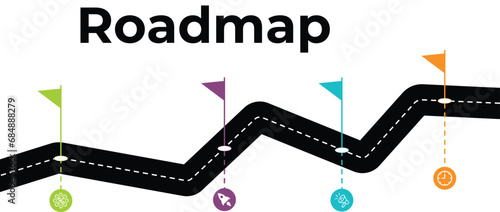 Road map and route infographic isolated.