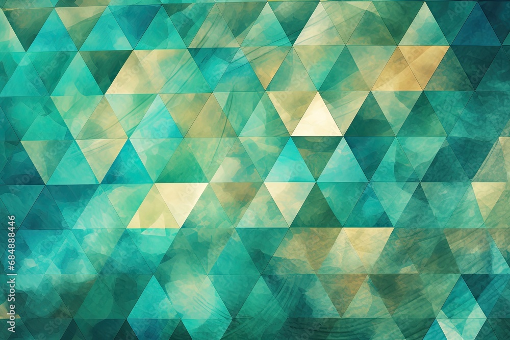 Turquoise Mosaic Dreams: Vintage Abstract Illustration with Stunning Color Pops