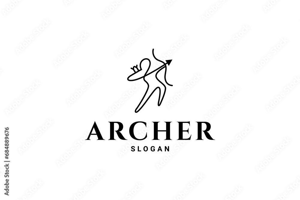 Archer Icon Design Logo Vector Template, simple outline archery logo design, minimalist logo, sports logo vector template Archer Icon Design Logo Vector Template, simple outline archery logo design, minimalist logo, sports logo vector template