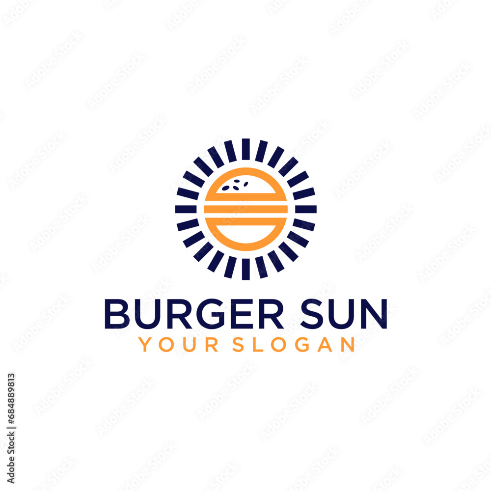 Fototapeta premium burger logo design with sun