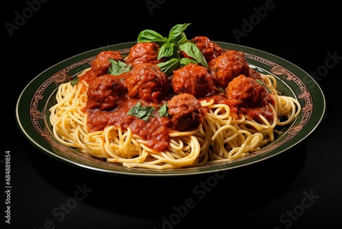 Traditional Italian spaghetti with meatballs