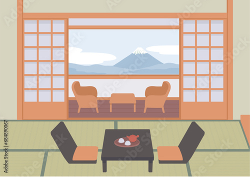 旅館の室内イラスト
