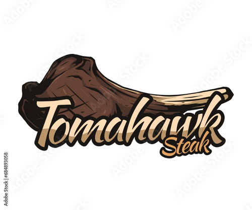 tomahawk steak vector logo design