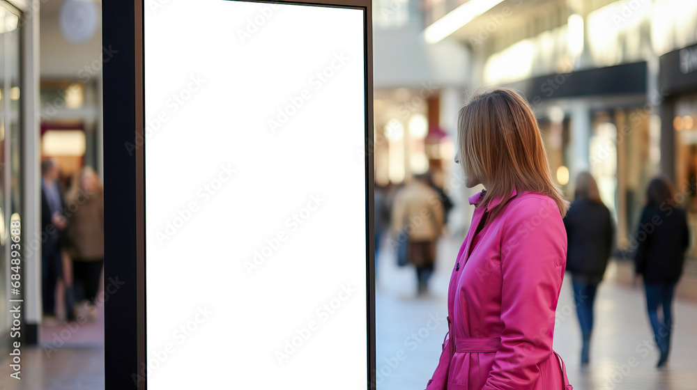 Digital Signage totem in the street, ideal for customization - obrazy, fototapety, plakaty 