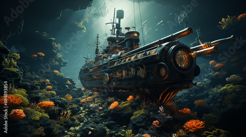 3d realistic submarine © avivmuzi