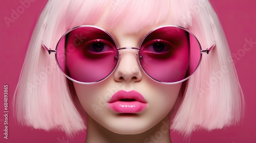 Bleached pink haired woman