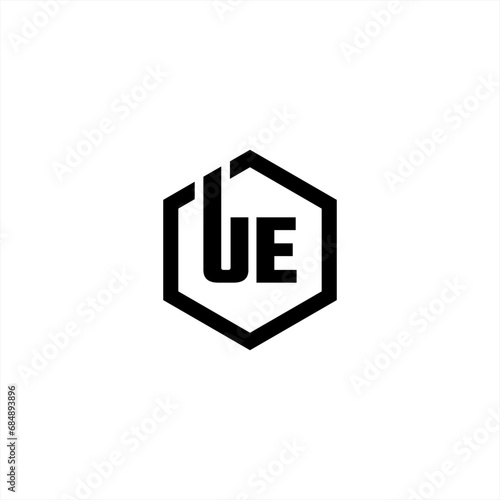 u e logo design, u e hexagonal, vector, symbol, icon, silhouette, monogram u e hexagonal logo