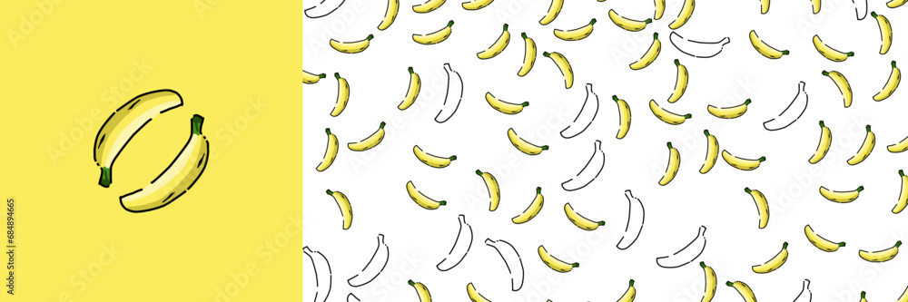 vector illustration of banana. pattern banana for print, cover, wrapping paper, children clothes