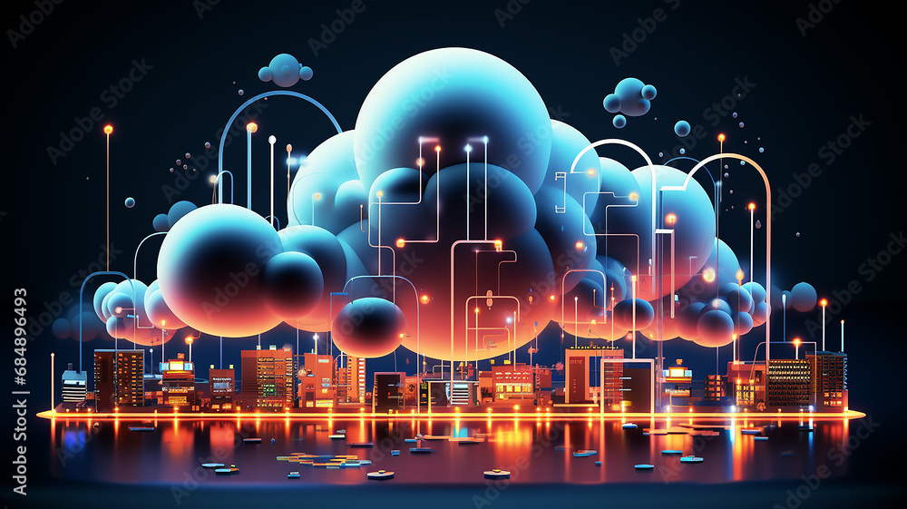 the concept of cloud data storage, new cloud technologies, abstract cyber internet the concept of cloud data storage, new cloud technologies, abstract cyber internet