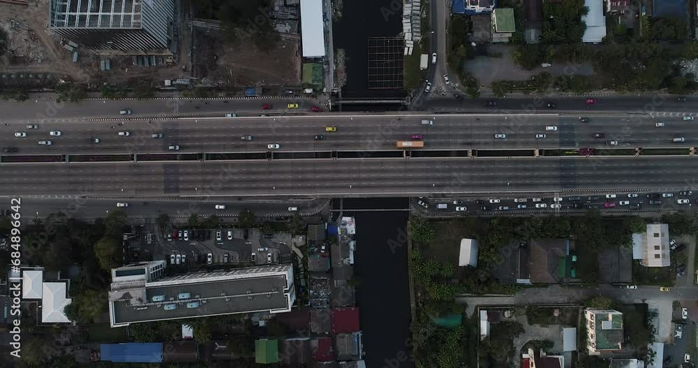 Aerial view condominium hirise and office building center of Bangkok metropilis with road Thailand Aerial view condominium hirise and office building center of Bangkok metropilis with road Thailand