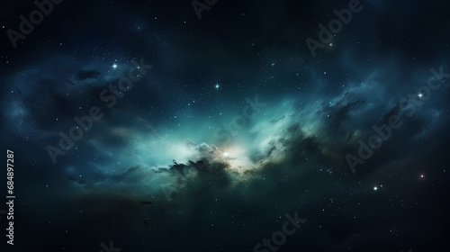 Milky Way Galaxy blue green background, abstract art background © jiejie