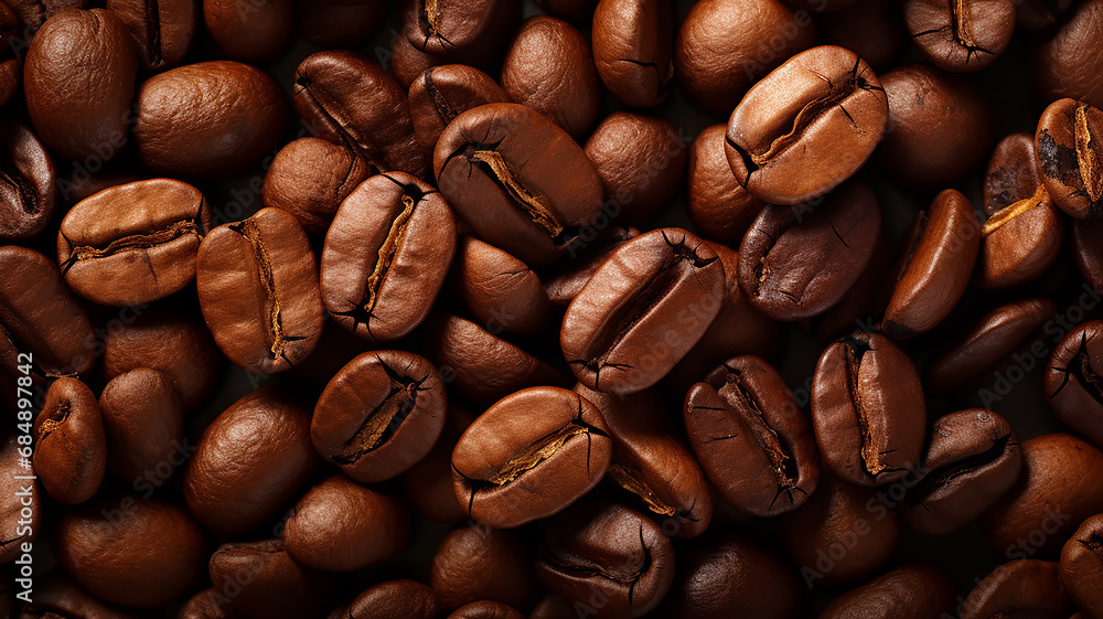 coffee bean texture, arabica background, fresh roasted black coffee beans - obrazy, fototapety, plakaty 