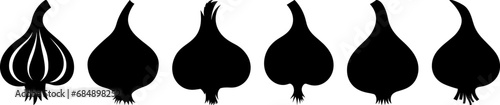 onion garlic black silhouette logo isolated