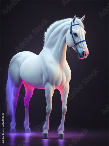 A very beautiful white color photo of a horse Generative AI