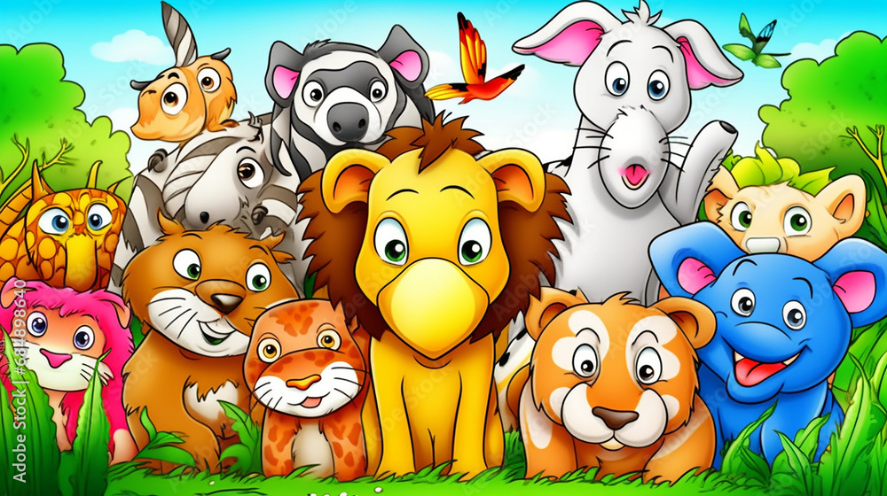 Fototapeta premium Animal coloring pages kids animal Generative AI