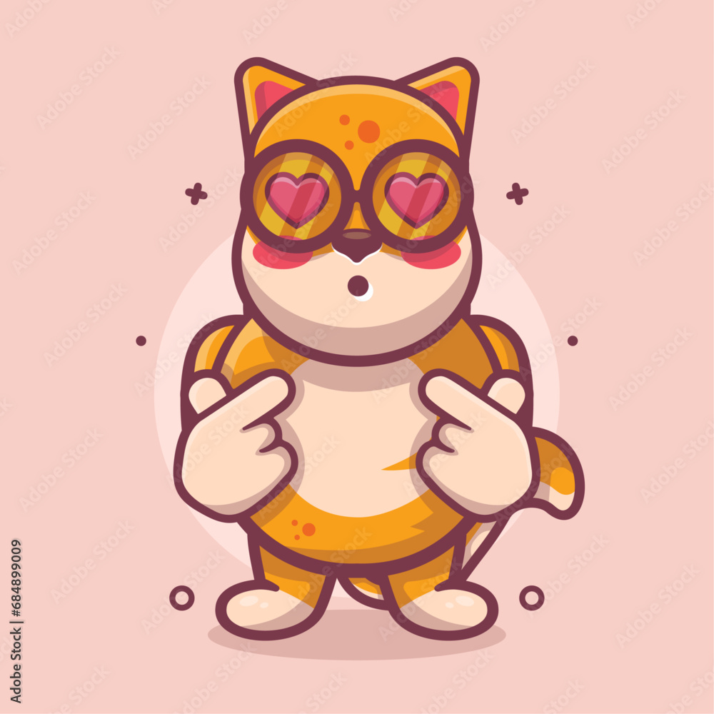 kawaii shiba inu dog animal character mascot with love sign hand gesture isolated cartoon kawaii shiba inu dog animal character mascot with love sign hand gesture isolated cartoon