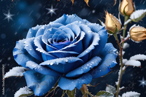 Rose bleu et dorée - Fleurs