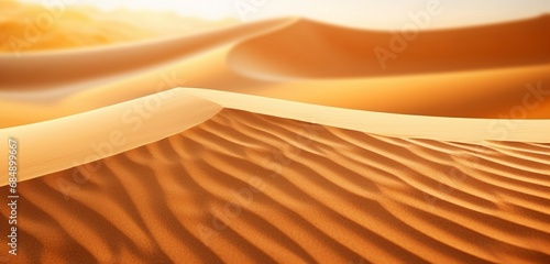 Extreme close-up of abstract blurred sand dunes  sunlit yellow and warm brown hues  in the style of gradient blurred wallpapers  depth of field  serene visuals  minimalistic simplicity  close-up