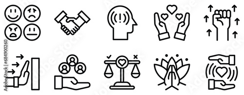 self awareness line style icon collection