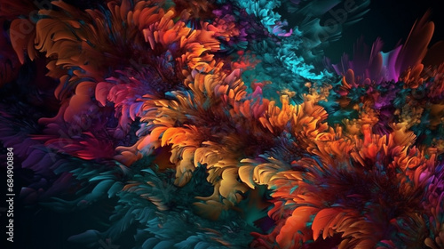Color fractal abstract colorful organic Generative AI © Flashup