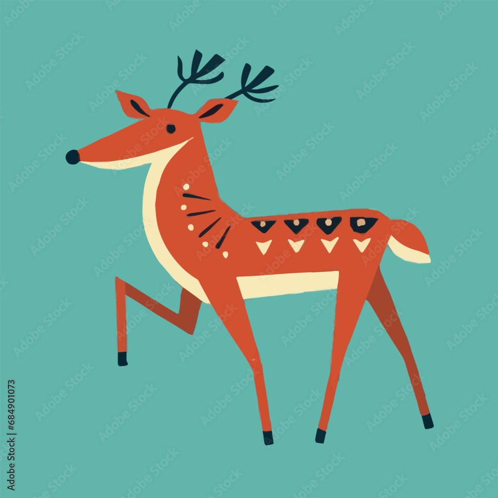 Obraz premium Winter Wonders: Vector Reindeer Delight in Festive Charm