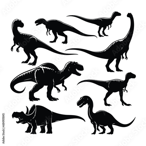 Fototapeta Naklejka Na Ścianę i Meble -  Set of dinosaurs silhouettes