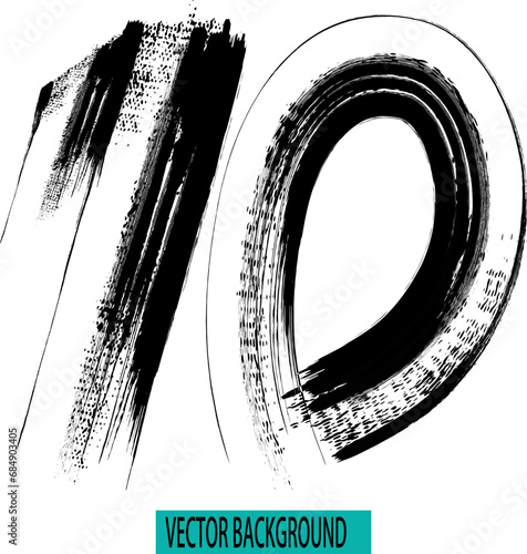 vector hand paint number 10. Vector hand paint number ten. Hand drawn letter with dry brush.