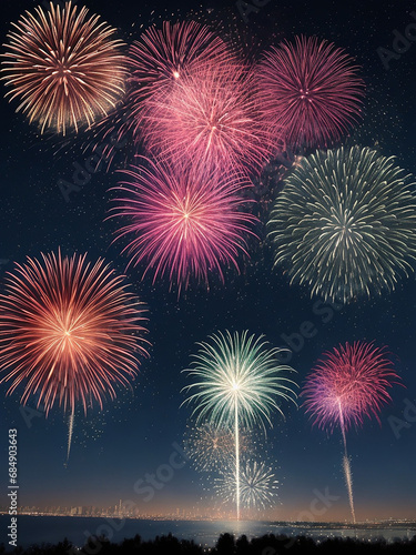 A beautiful photo of Fireworks New year celebration Generative AI