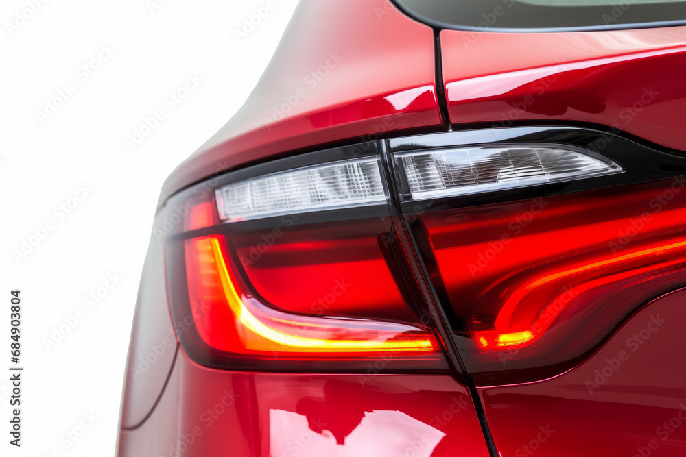 Closeup of car taillights on white background