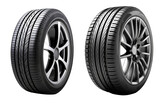 Closeup of car tires on white transparent background