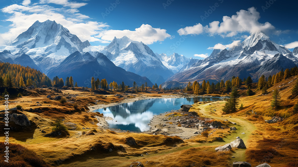 landscape panorama drone view indian summer in the mountains alpine landscape rocks river and autumn forest landscape panorama drone view indian summer in the mountains alpine landscape rocks river and autumn forest